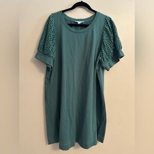 Jane and Delancey Green Mini Dress with Eyelet Sleeves